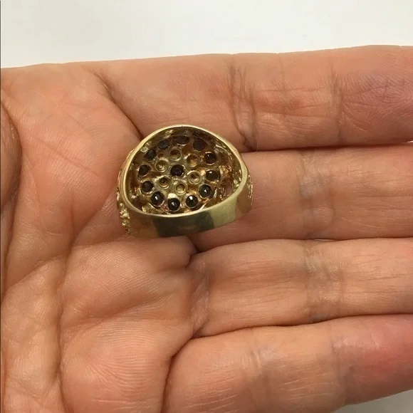 10k solid gold blue sapphire Diamond ring - Picture 8 of 8